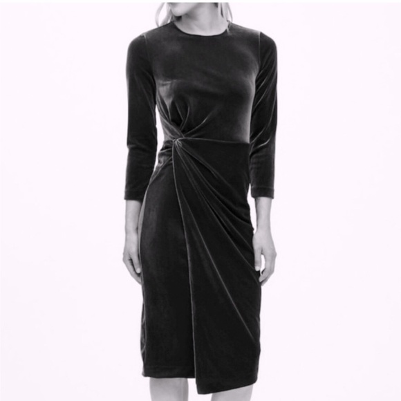 Banana Republic Black Velvet Faux Wrap Dress - Picture 1 of 4